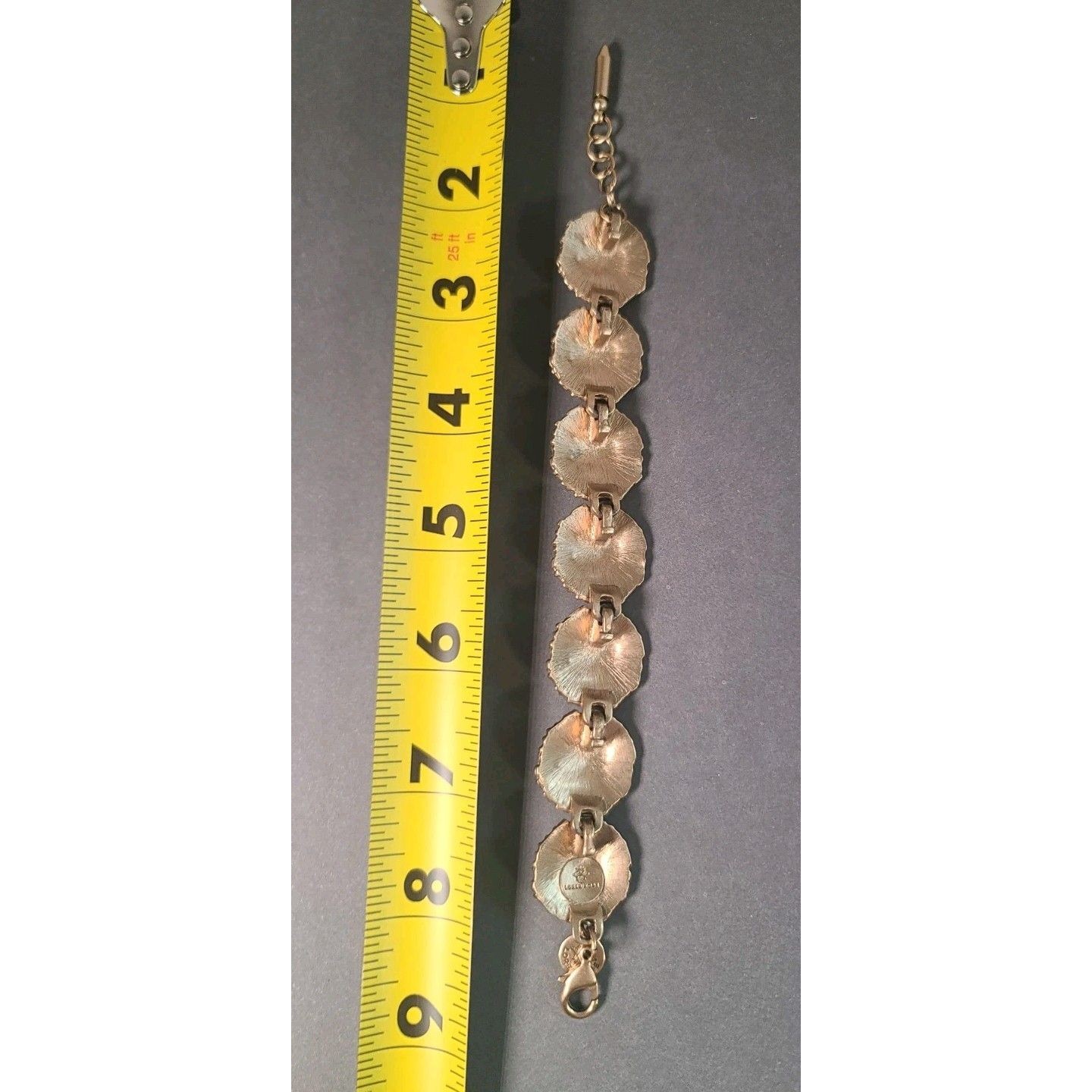 Rare Vintage Loren Hope Goldtone Textured Mcm Sand Dollar Bracelet — image 7 of 8